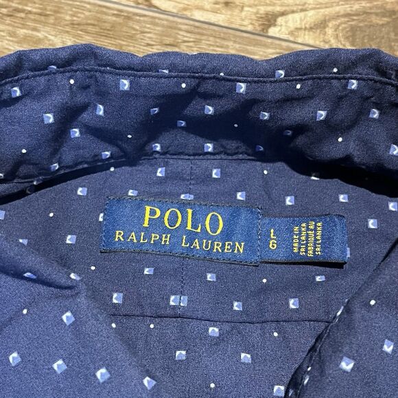 Polo Ralph Lauren Shirt Mens Large Long Sleeve Button Down Geometric Print Pony - Picture 5 of 8